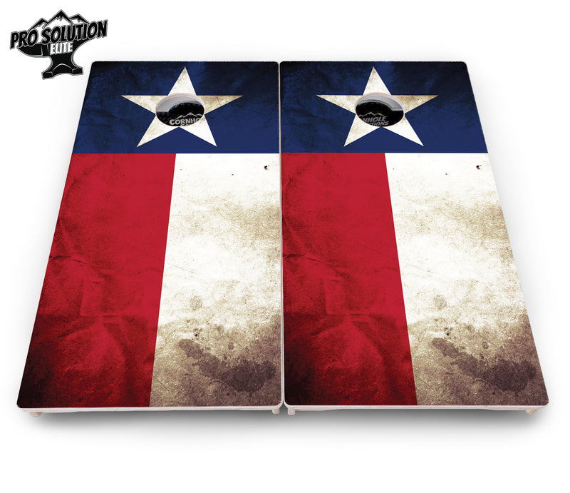 Pro Solution Elite - Texas Flag - Professional Tournament Cornhole Boards 3/4" Baltic Birch - Zero Bounce Zero Movement Vertical Interlocking Braces for Extra Weight & Stability +Double Thick Legs +Airmail Blocker