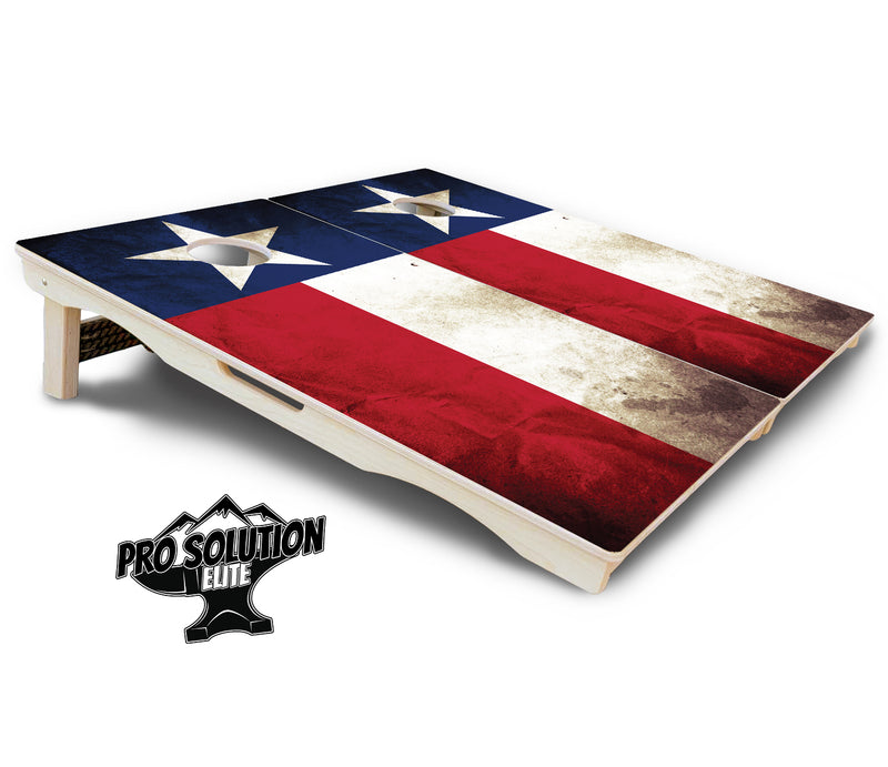 Pro Solution Elite - Texas Flag - Professional Tournament Cornhole Boards 3/4" Baltic Birch - Zero Bounce Zero Movement Vertical Interlocking Braces for Extra Weight & Stability +Double Thick Legs +Airmail Blocker