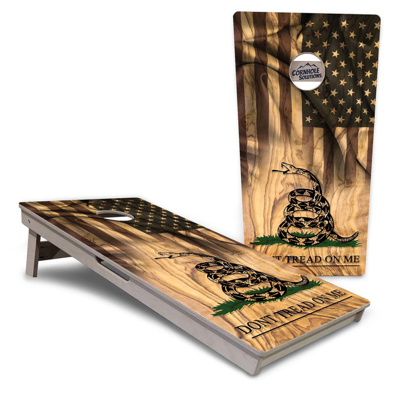 Tournament Boards - Don't Tread On Me Design Options - Professional Tournament 2'x4' Regulation Cornhole Set - 3/4″ Baltic Birch + UV Direct Print + UV Clear Coat