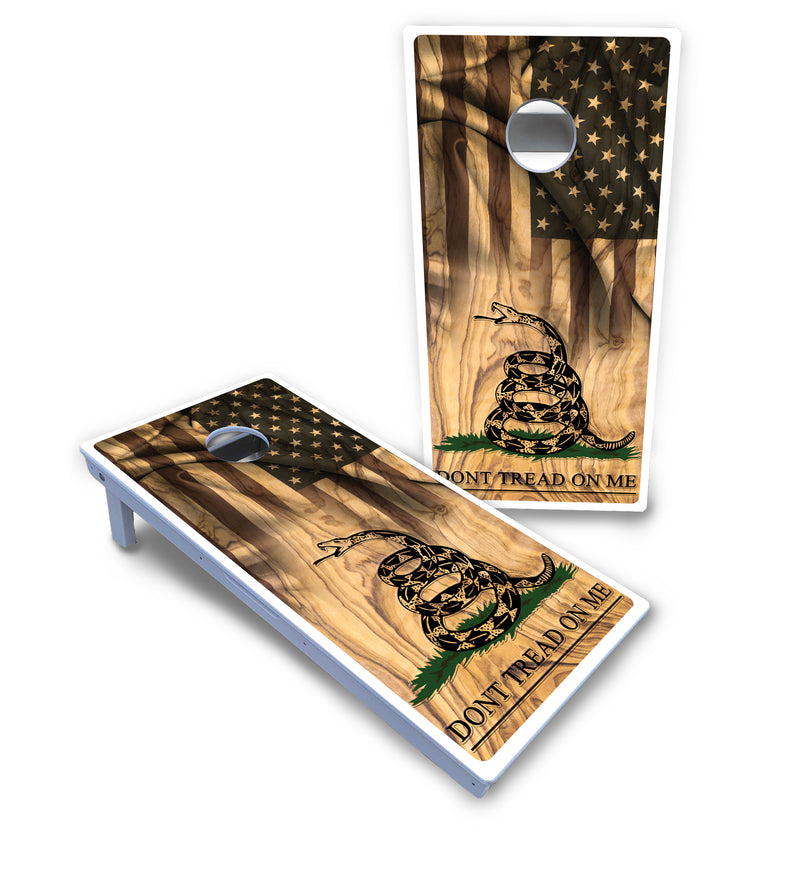 Waterproof - DTOM Flag 3 - All Weather Boards "Outdoor Solution" 18mm(3/4")Direct UV Printed - Regulation 2' by 4' Cornhole Boards (Set of 2 Boards) Double Thick Legs, with Leg Brace & Dual Support Braces!