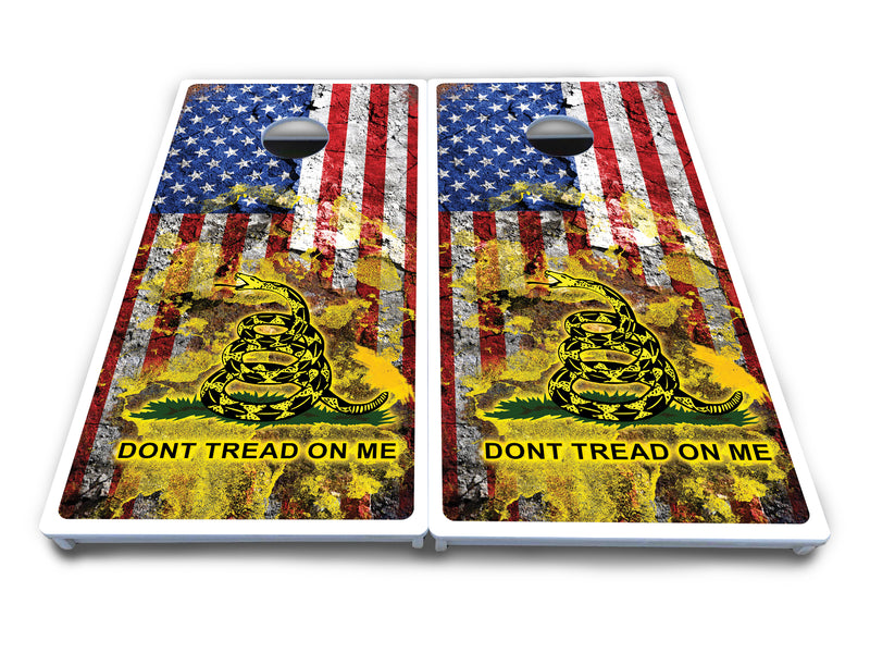 Waterproof - DTOM Flag 1 - All Weather Boards "Outdoor Solution" 18mm(3/4")Direct UV Printed - Regulation 2' by 4' Cornhole Boards (Set of 2 Boards) Double Thick Legs, with Leg Brace & Dual Support Braces!