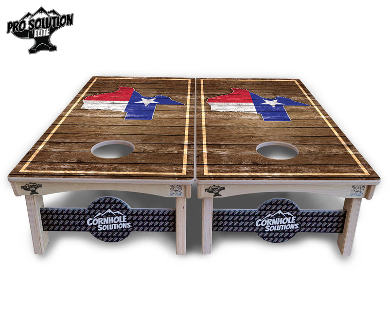 Pro Solution Elite - Texas Wood Panel - Professional Tournament Cornhole Boards 3/4" Baltic Birch - Zero Bounce Zero Movement Vertical Interlocking Braces for Extra Weight & Stability +Double Thick Legs +Airmail Blocker