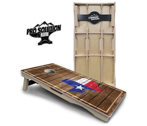 Pro Solution Elite - Texas Wood Panel - Professional Tournament Cornhole Boards 3/4" Baltic Birch - Zero Bounce Zero Movement Vertical Interlocking Braces for Extra Weight & Stability +Double Thick Legs +Airmail Blocker