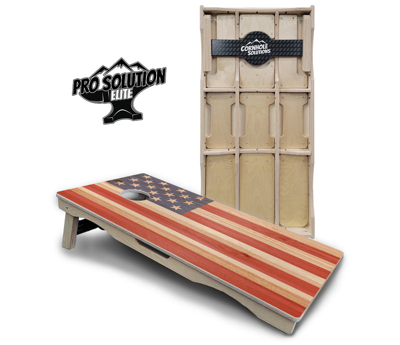 Pro Solution Elite - Faded Texas & American Flag Options - Professional Tournament Cornhole Boards 3/4" Baltic Birch - Zero Bounce Zero Movement Vertical Interlocking Braces for Extra Weight & Stability +Double Thick Legs +Airmail Blocker