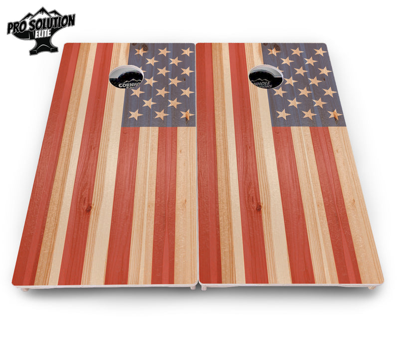 Pro Solution Elite - Faded Texas & American Flag Options - Professional Tournament Cornhole Boards 3/4" Baltic Birch - Zero Bounce Zero Movement Vertical Interlocking Braces for Extra Weight & Stability +Double Thick Legs +Airmail Blocker