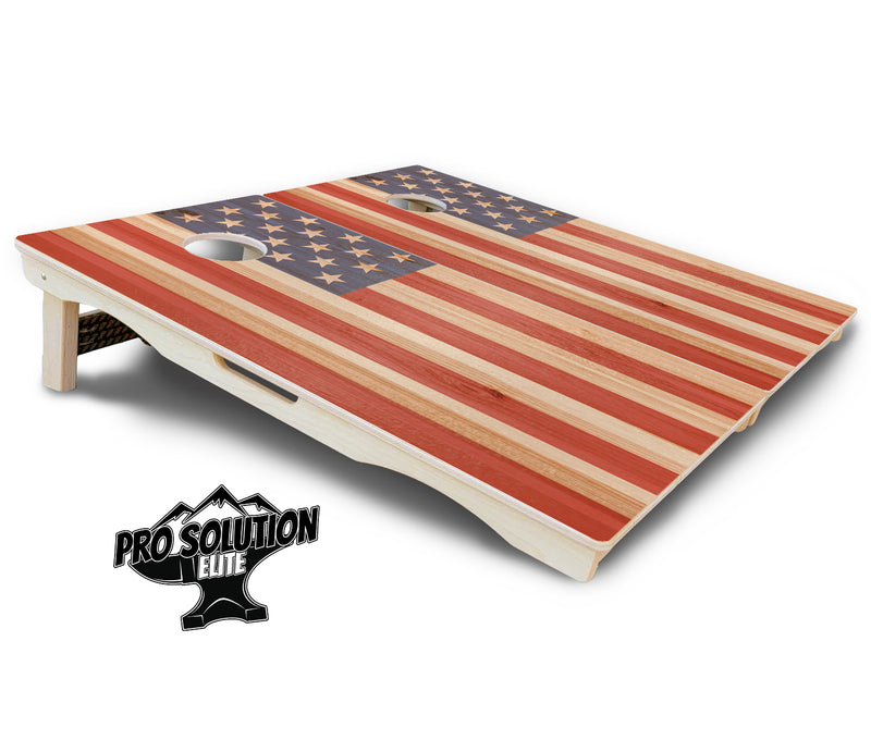 Pro Solution Elite - Faded Texas & American Flag Options - Professional Tournament Cornhole Boards 3/4" Baltic Birch - Zero Bounce Zero Movement Vertical Interlocking Braces for Extra Weight & Stability +Double Thick Legs +Airmail Blocker