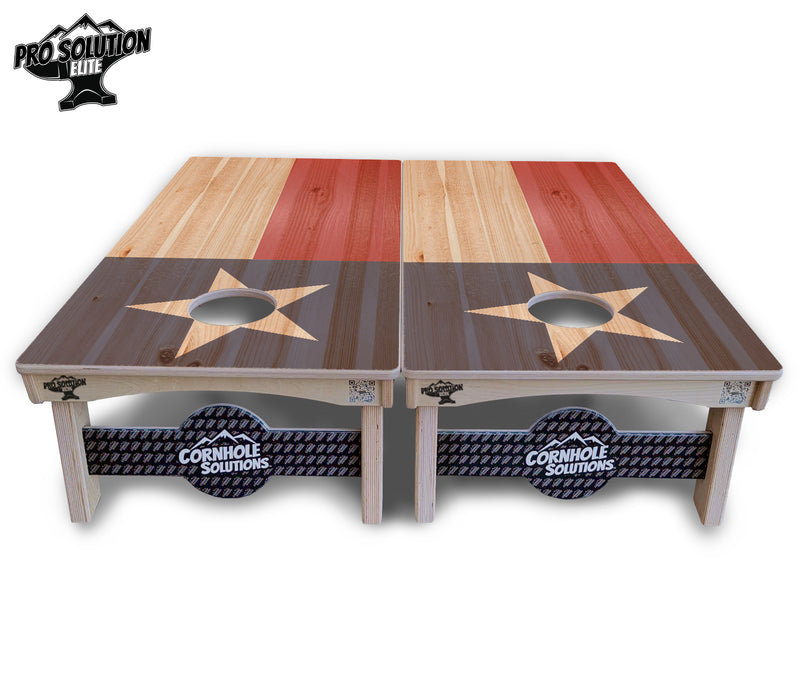 Pro Solution Elite - Faded Texas & American Flag Options - Professional Tournament Cornhole Boards 3/4" Baltic Birch - Zero Bounce Zero Movement Vertical Interlocking Braces for Extra Weight & Stability +Double Thick Legs +Airmail Blocker