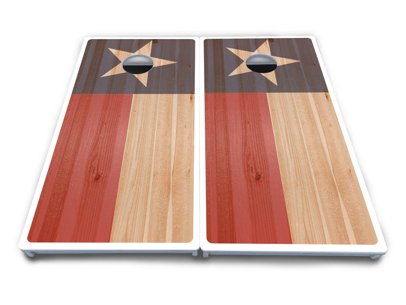 Waterproof - Faded Texas & American Flag Options - All Weather Boards "Outdoor Solution" 18mm(3/4")Direct UV Printed - Regulation 2' by 4' Cornhole Boards (Set of 2 Boards) Double Thick Legs, with Leg Brace & Dual Support Braces!