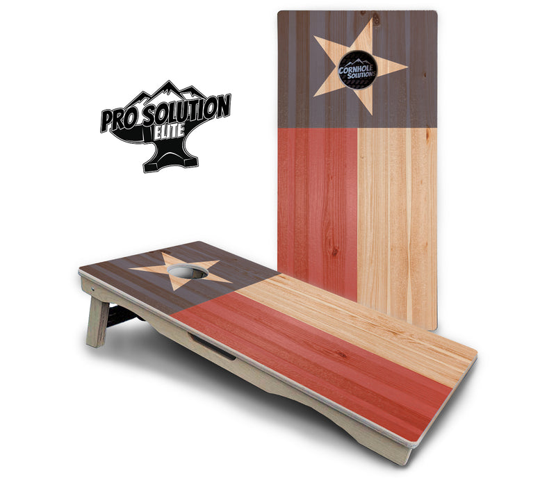 Pro Solution Elite - Faded Texas & American Flag Options - Professional Tournament Cornhole Boards 3/4" Baltic Birch - Zero Bounce Zero Movement Vertical Interlocking Braces for Extra Weight & Stability +Double Thick Legs +Airmail Blocker