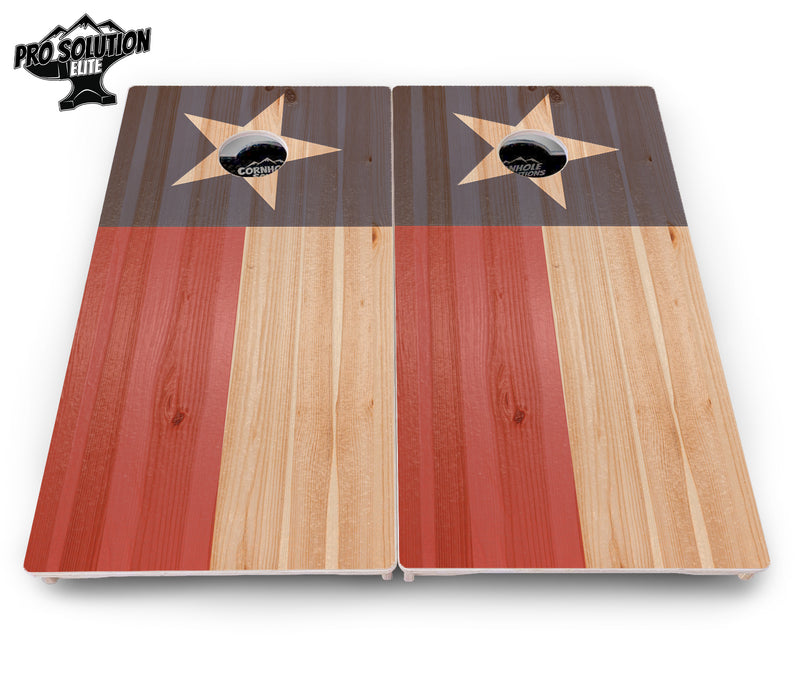 Pro Solution Elite - Faded Texas & American Flag Options - Professional Tournament Cornhole Boards 3/4" Baltic Birch - Zero Bounce Zero Movement Vertical Interlocking Braces for Extra Weight & Stability +Double Thick Legs +Airmail Blocker