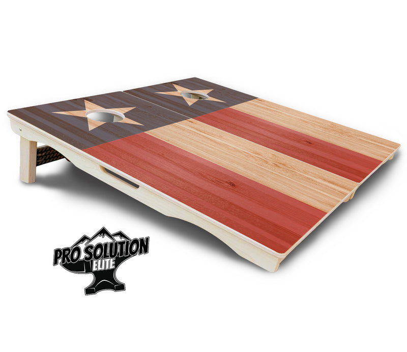 Pro Solution Elite - Faded Texas & American Flag Options - Professional Tournament Cornhole Boards 3/4" Baltic Birch - Zero Bounce Zero Movement Vertical Interlocking Braces for Extra Weight & Stability +Double Thick Legs +Airmail Blocker