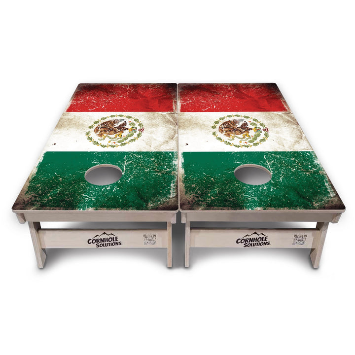 Worn Mexico Flag Cornhole Boards – Tournament Series