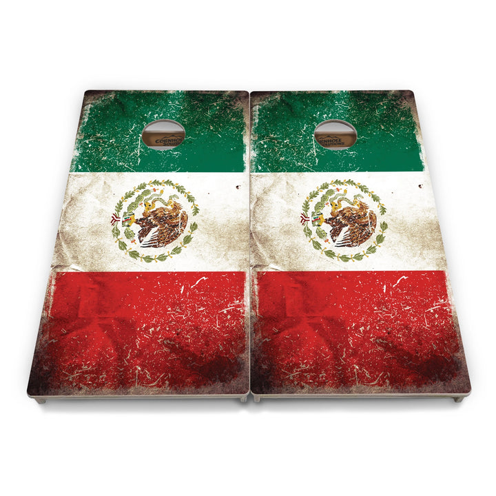 Worn Mexico Flag Cornhole Boards – Tournament Series