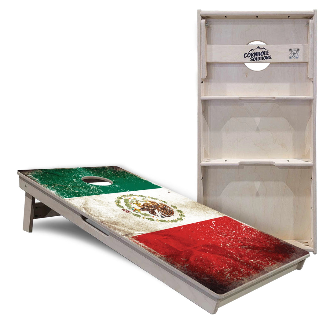 Worn Mexico Flag Cornhole Boards – Tournament Series