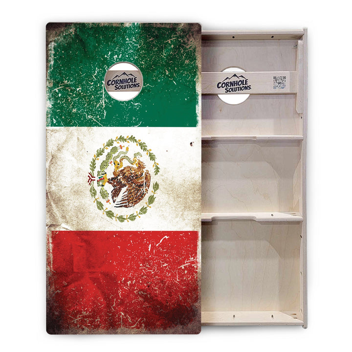 Worn Mexico Flag Cornhole Boards – Tournament Series