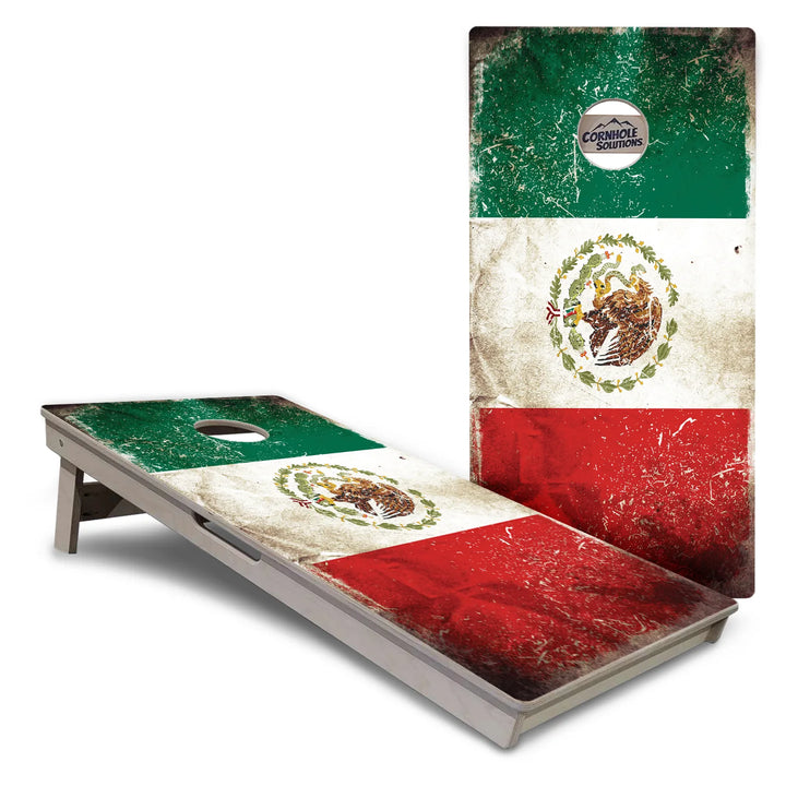 Worn Mexico Flag Cornhole Boards – Tournament Series