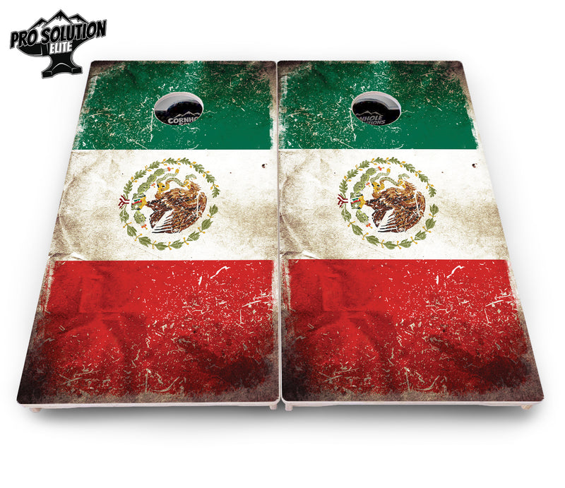 Pro Solution Elite - Mexico Flag - Professional Tournament Cornhole Boards 3/4" Baltic Birch - Zero Bounce Zero Movement Vertical Interlocking Braces for Extra Weight & Stability +Double Thick Legs +Airmail Blocker