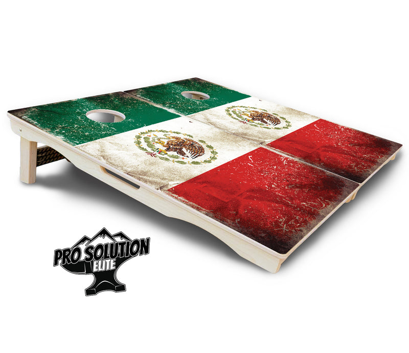 Pro Solution Elite - Mexico Flag - Professional Tournament Cornhole Boards 3/4" Baltic Birch - Zero Bounce Zero Movement Vertical Interlocking Braces for Extra Weight & Stability +Double Thick Legs +Airmail Blocker