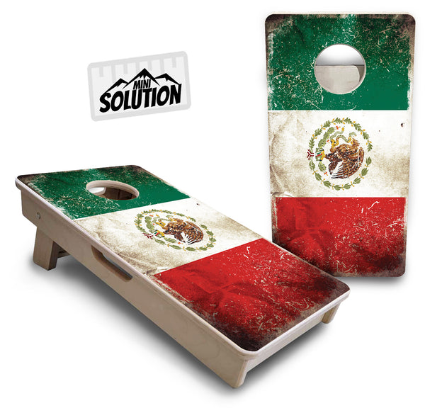 Mini Cornhole 12"x24" Boards - 4" holes - Mexico Flag - 3/4″ Baltic Birch