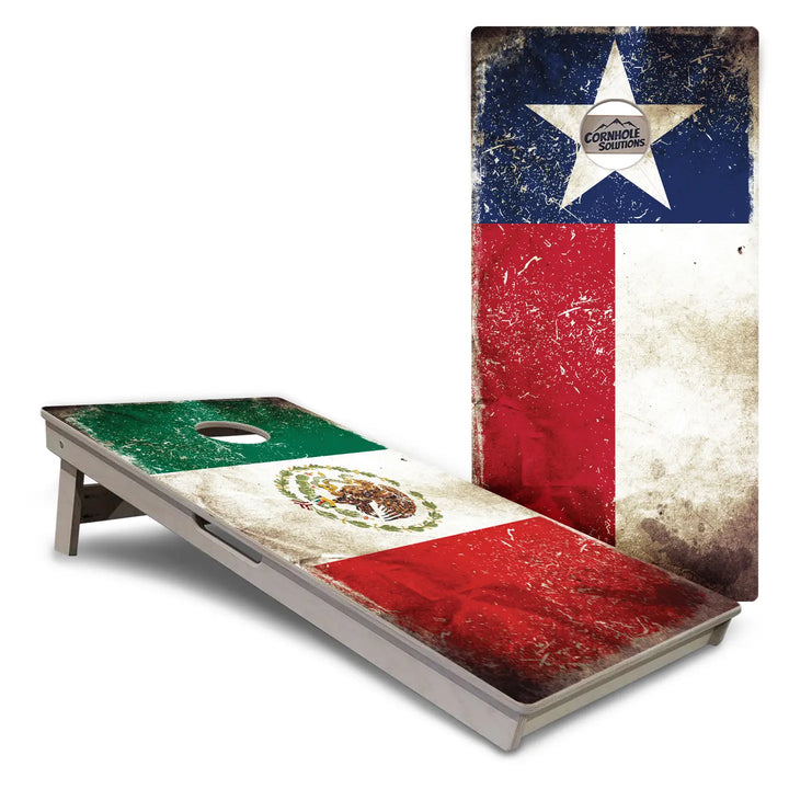 Worn Mexico & Texas Flag Cornhole Boards – Tournament Series