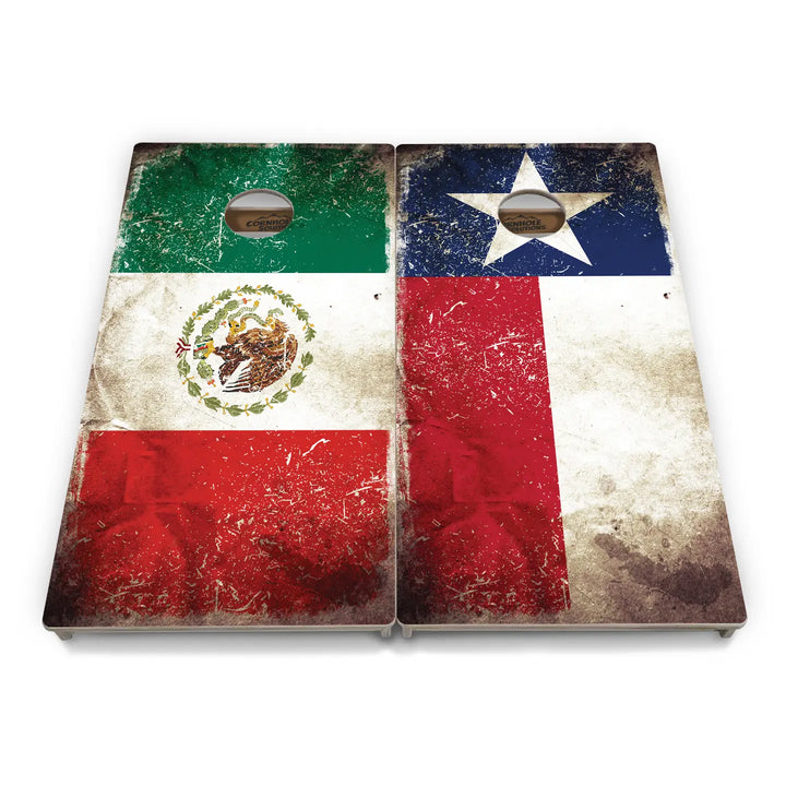 Worn Mexico & Texas Flag Cornhole Boards – Tournament Series
