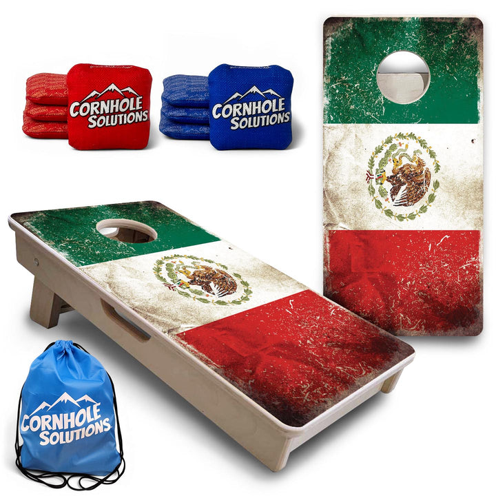 Distressed Mexican Flag - Mini or Vacation Size Cornhole Boards