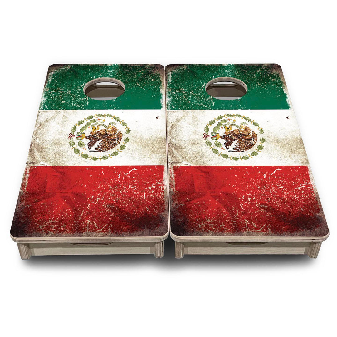 Distressed Mexican Flag - Mini or Vacation Size Cornhole Boards