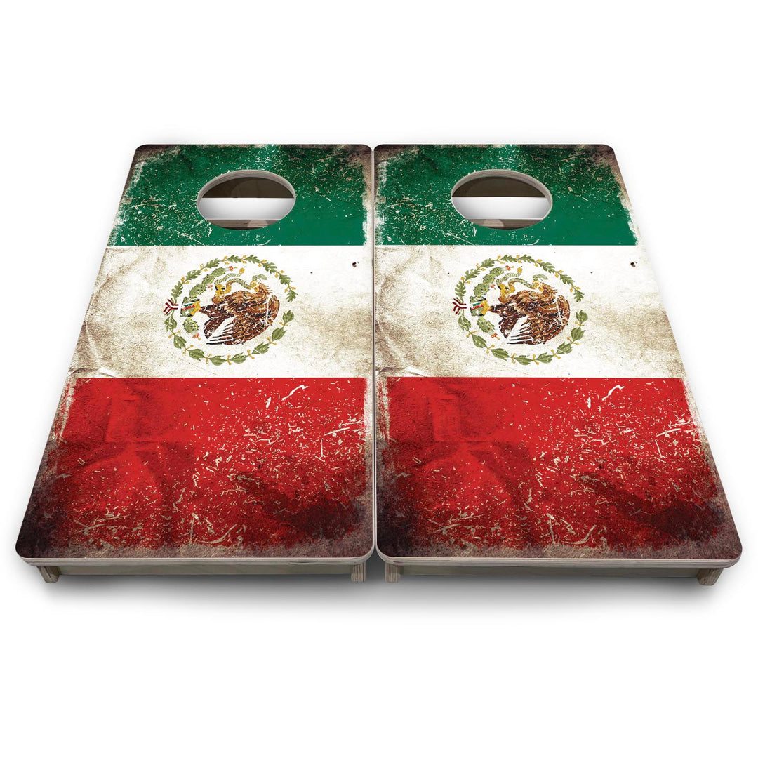 Distressed Mexican Flag - Mini or Vacation Size Cornhole Boards