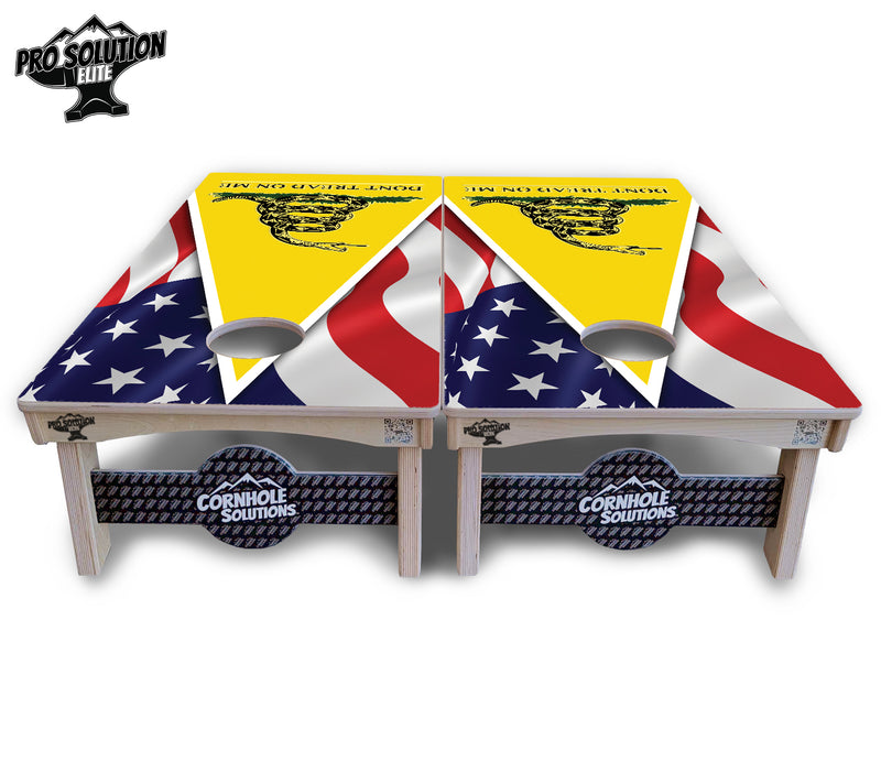 Pro Solution Elite - DTOM Yellow Triangle - Professional Tournament Cornhole Boards 3/4" Baltic Birch - Zero Bounce Zero Movement Vertical Interlocking Braces for Extra Weight & Stability +Double Thick Legs +Airmail Blocker