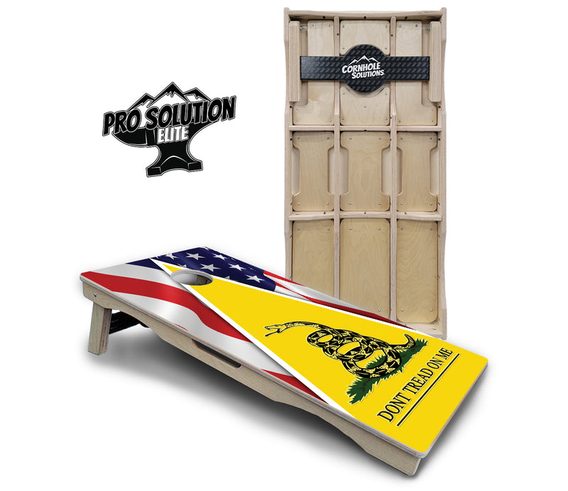 Pro Solution Elite - DTOM Yellow Triangle - Professional Tournament Cornhole Boards 3/4" Baltic Birch - Zero Bounce Zero Movement Vertical Interlocking Braces for Extra Weight & Stability +Double Thick Legs +Airmail Blocker