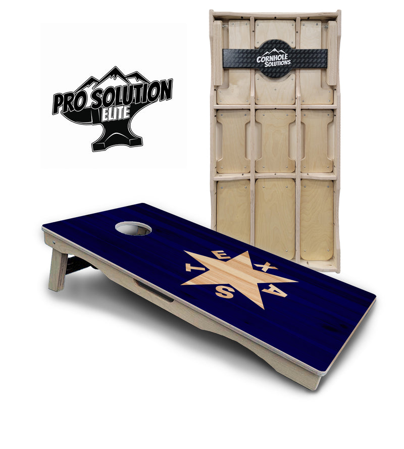 Pro Solution Elite - Texas Star - Professional Tournament Cornhole Boards 3/4" Baltic Birch - Zero Bounce Zero Movement Vertical Interlocking Braces for Extra Weight & Stability +Double Thick Legs +Airmail Blocker