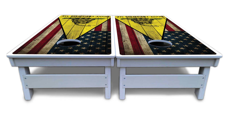 Waterproof - DTOM Rustic Triangle - All Weather Boards "Outdoor Solution" 18mm(3/4")Direct UV Printed - Regulation 2' by 4' Cornhole Boards (Set of 2 Boards) Double Thick Legs, with Leg Brace & Dual Support Braces!