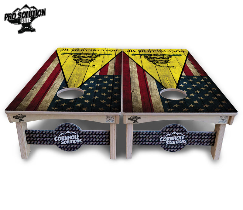 Pro Solution Elite - DTOM Rustic Triangle - Professional Tournament Cornhole Boards 3/4" Baltic Birch - Zero Bounce Zero Movement Vertical Interlocking Braces for Extra Weight & Stability +Double Thick Legs +Airmail Blocker