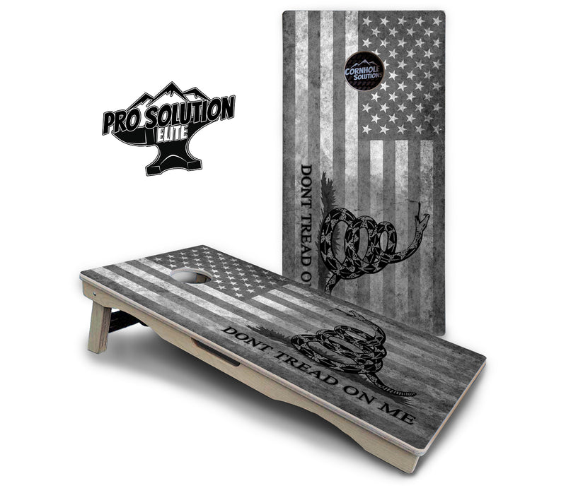 Pro Solution Elite - DTOM B&W Flag - Professional Tournament Cornhole Boards 3/4" Baltic Birch - Zero Bounce Zero Movement Vertical Interlocking Braces for Extra Weight & Stability +Double Thick Legs +Airmail Blocker