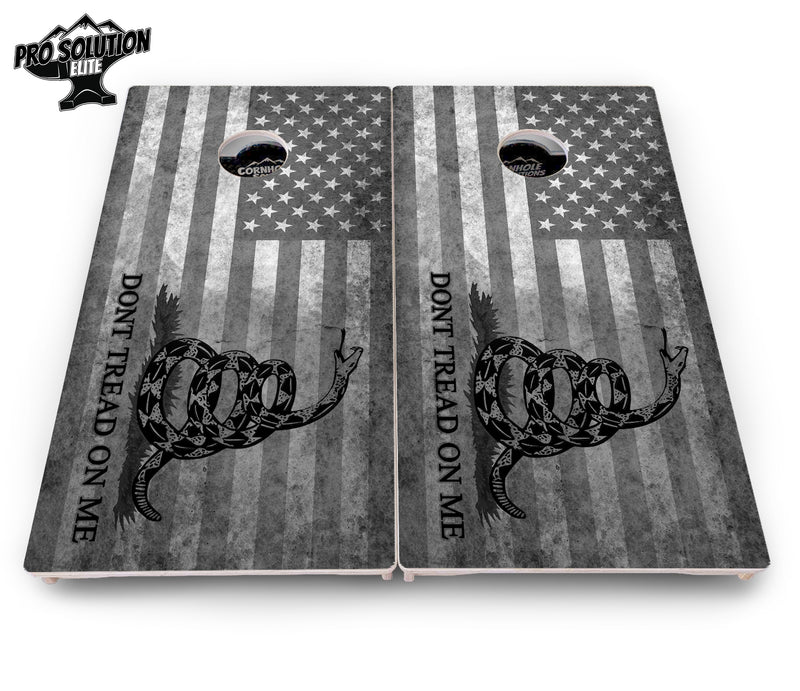 Pro Solution Elite - DTOM B&W Flag - Professional Tournament Cornhole Boards 3/4" Baltic Birch - Zero Bounce Zero Movement Vertical Interlocking Braces for Extra Weight & Stability +Double Thick Legs +Airmail Blocker