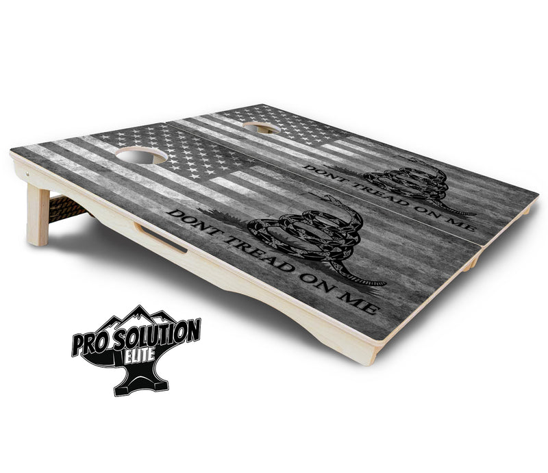 Pro Solution Elite - DTOM B&W Flag - Professional Tournament Cornhole Boards 3/4" Baltic Birch - Zero Bounce Zero Movement Vertical Interlocking Braces for Extra Weight & Stability +Double Thick Legs +Airmail Blocker