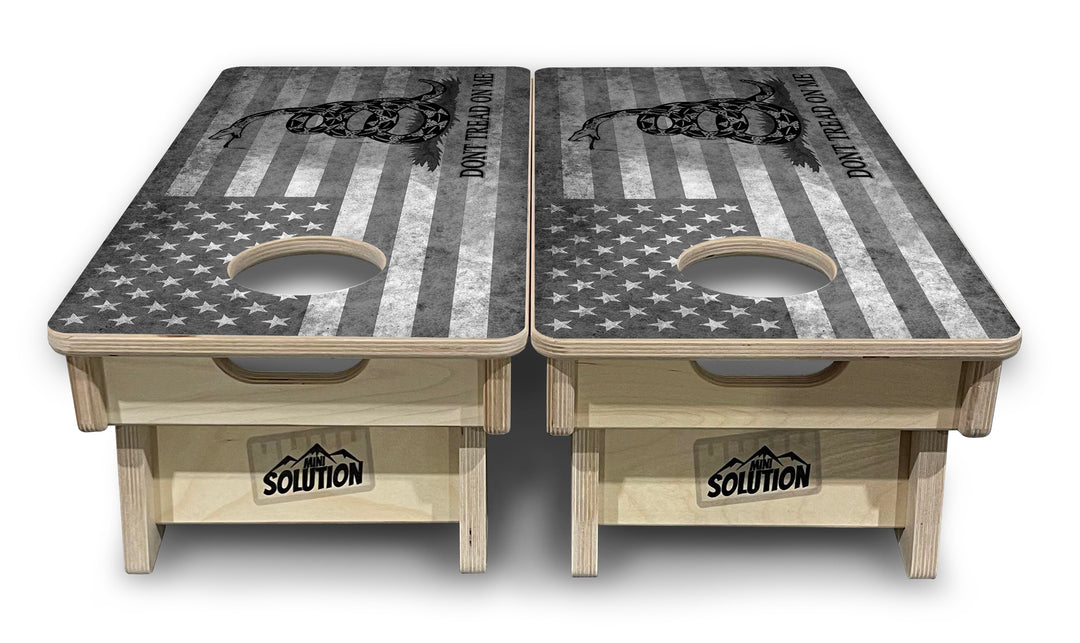 Mini Cornhole Boards - DTOM BW Flag