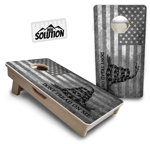 Mini Cornhole 12"x24" Boards - 4" holes - DTOM BW Flag - 3/4″ Baltic Birch