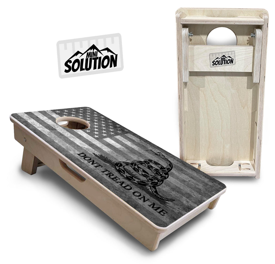 Mini Cornhole Boards - DTOM BW Flag