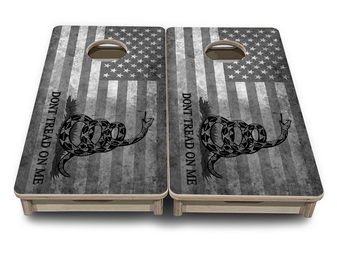 Mini Cornhole Boards - DTOM BW Flag