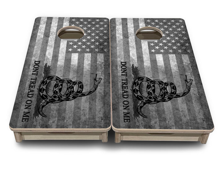 Mini Cornhole Boards - DTOM BW Flag