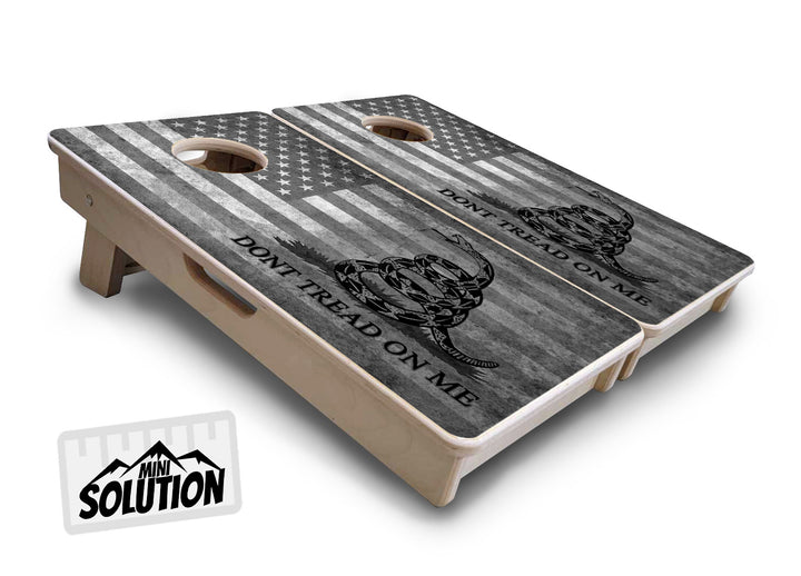 Mini Cornhole Boards - DTOM BW Flag
