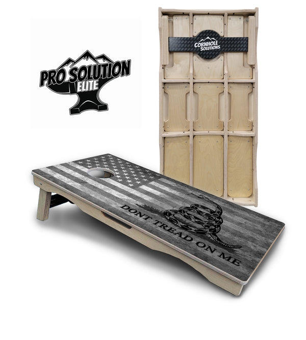 Pro Solution Elite - Black & White DTOM Design - Professional Tournament Cornhole Boards 3/4" Baltic Birch - Zero Bounce Zero Movement Vertical Interlocking Braces for Extra Weight & Stability +Double Thick Legs +Airmail Blocker