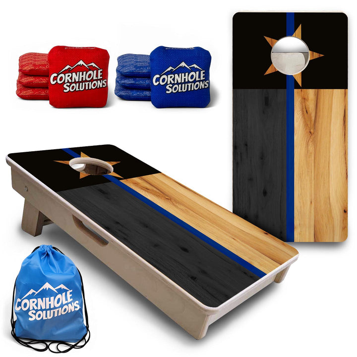 Texas Flag Thin Blue Line - Mini or Vacation Size Cornhole Boards