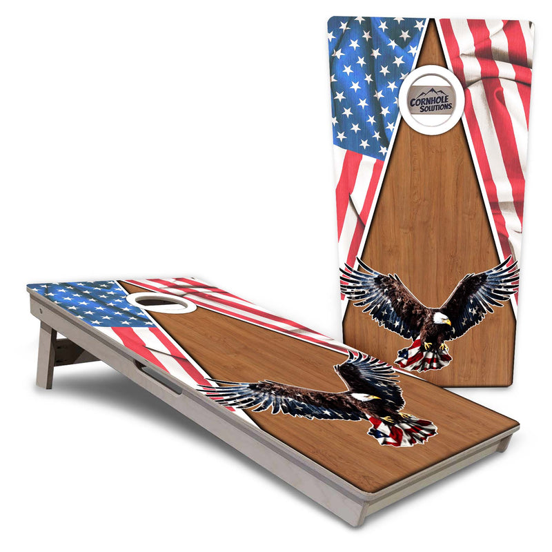 Tournament Boards - Eagle Flag Design Options - Professional Tournament 2'x4' Regulation Cornhole Set - 3/4″ Baltic Birch + UV Direct Print + UV Clear Coat