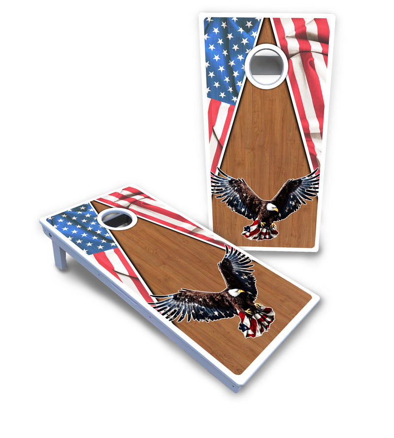 Waterproof - Eagle Triangle Wood - All Weather Boards "Outdoor Solution" 18mm(3/4")Direct UV Printed - Regulation 2' by 4' Cornhole Boards (Set of 2 Boards) Double Thick Legs, with Leg Brace & Dual Support Braces!