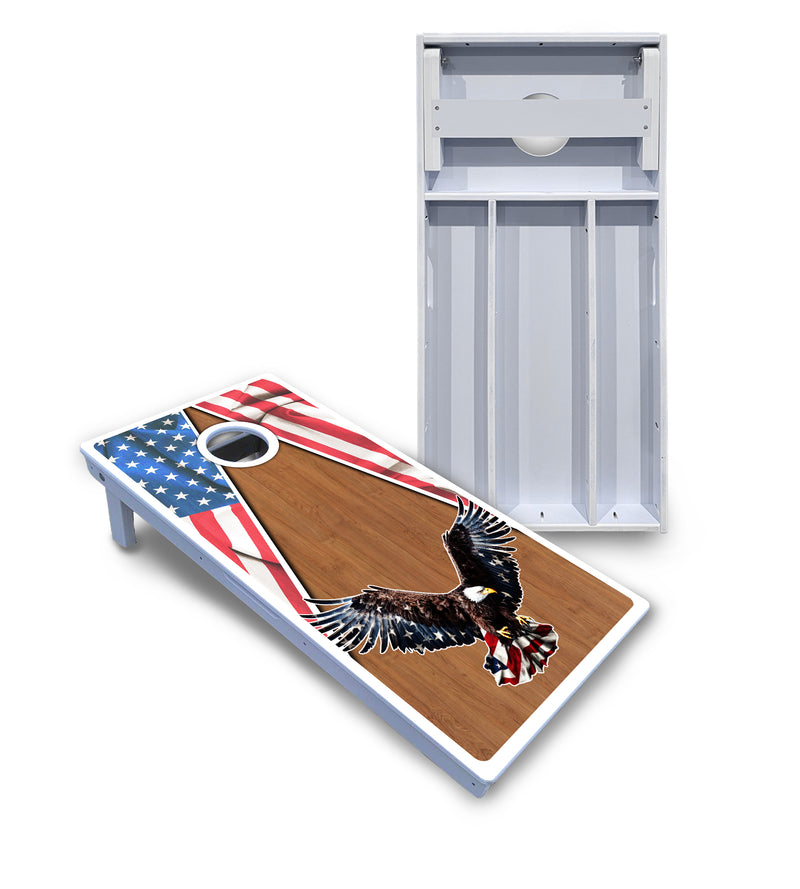 Waterproof - Eagle Triangle Wood - All Weather Boards "Outdoor Solution" 18mm(3/4")Direct UV Printed - Regulation 2' by 4' Cornhole Boards (Set of 2 Boards) Double Thick Legs, with Leg Brace & Dual Support Braces!