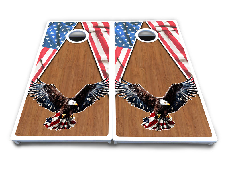 Waterproof - Eagle Triangle Wood - All Weather Boards "Outdoor Solution" 18mm(3/4")Direct UV Printed - Regulation 2' by 4' Cornhole Boards (Set of 2 Boards) Double Thick Legs, with Leg Brace & Dual Support Braces!