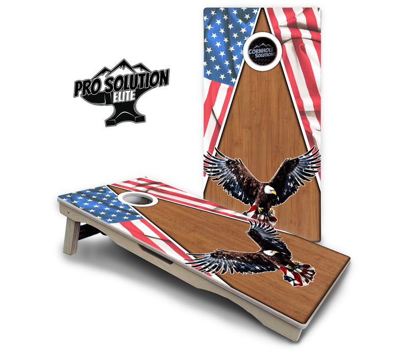 Pro Solution Elite - Eagle Triangle Wood - Professional Tournament Cornhole Boards 3/4" Baltic Birch - Zero Bounce Zero Movement Vertical Interlocking Braces for Extra Weight & Stability +Double Thick Legs +Airmail Blocker