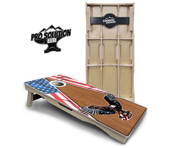 Pro Solution Elite - Eagle Triangle Wood - Professional Tournament Cornhole Boards 3/4" Baltic Birch - Zero Bounce Zero Movement Vertical Interlocking Braces for Extra Weight & Stability +Double Thick Legs +Airmail Blocker